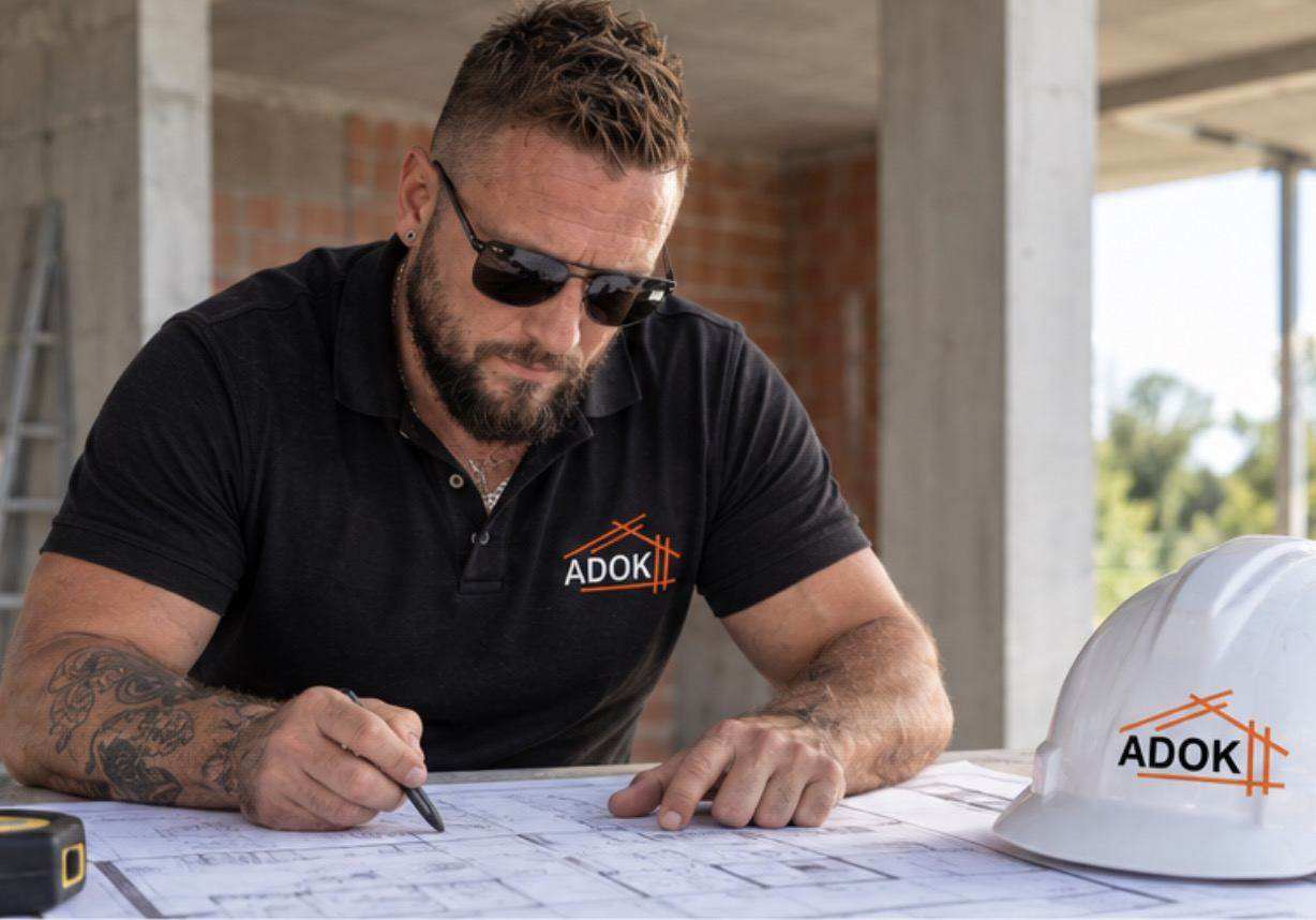 Adnan Kolčaković pri načrtih na gradbišču